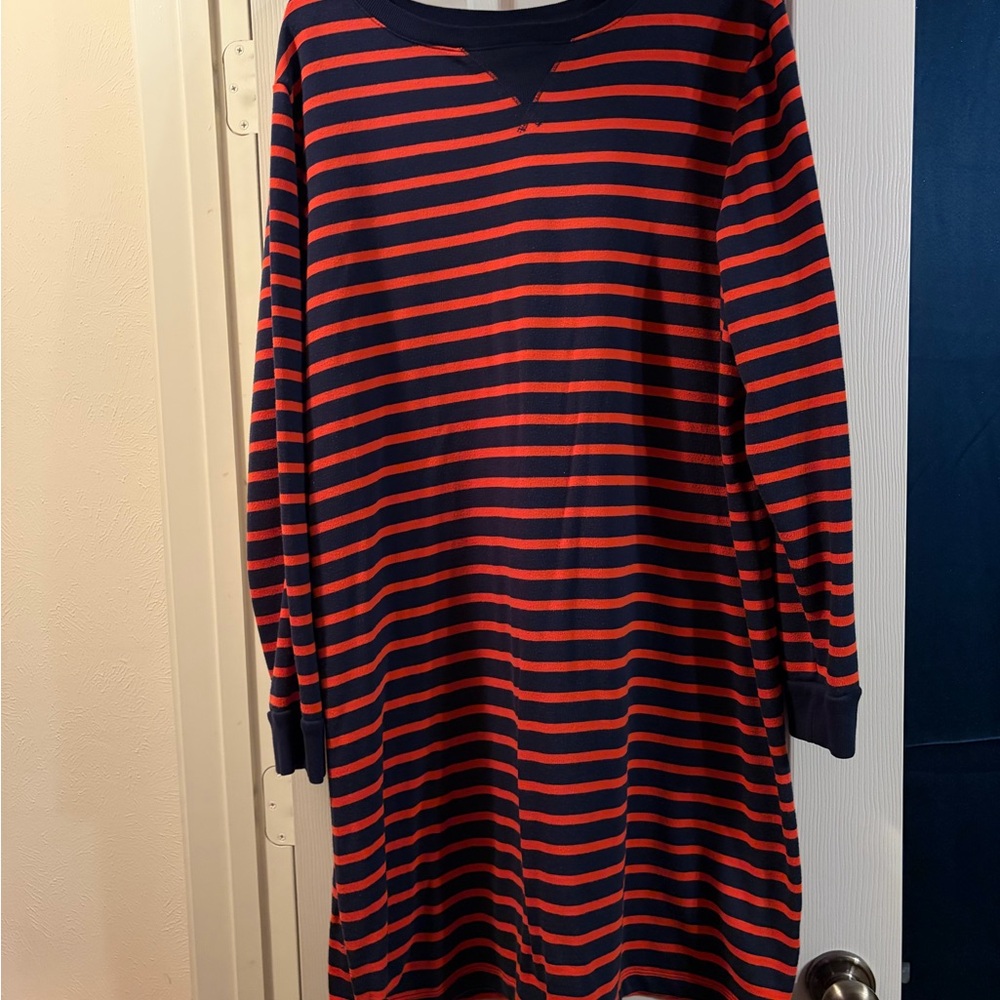 Old Navy XXL Striped Orange and Navy Long Sleeve Dress